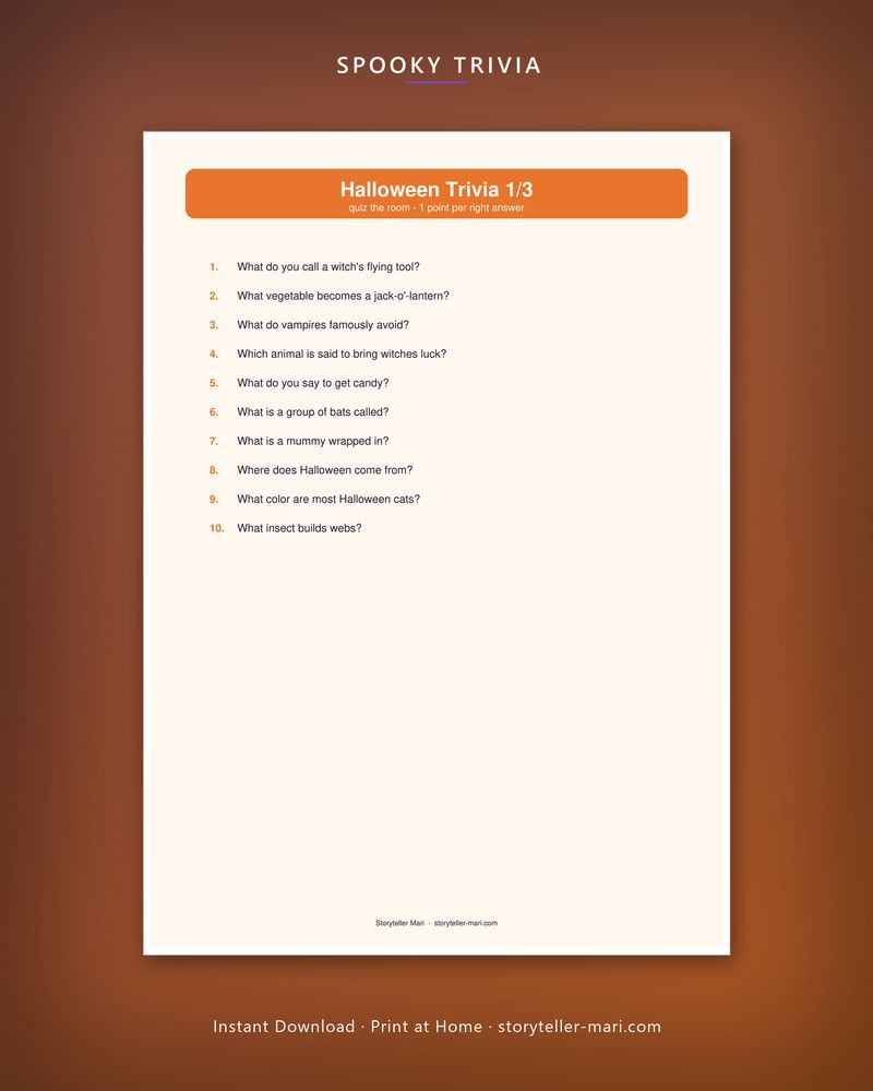 Spooky Halloween Trivia printable page