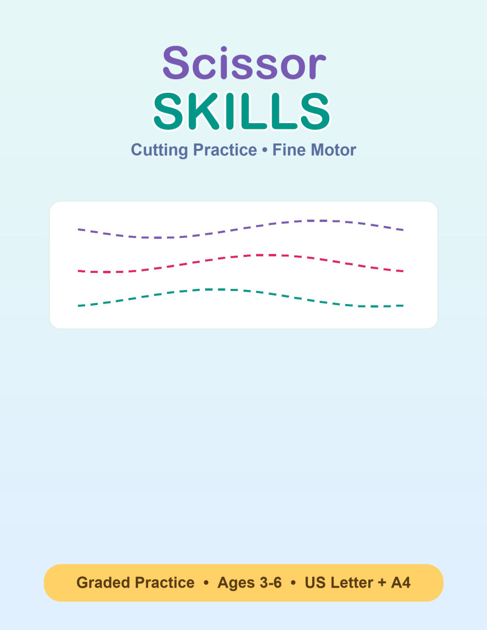Free Printable Scissor Cutting Practice Sheets (Ages 3–6) — printable worksheet preview